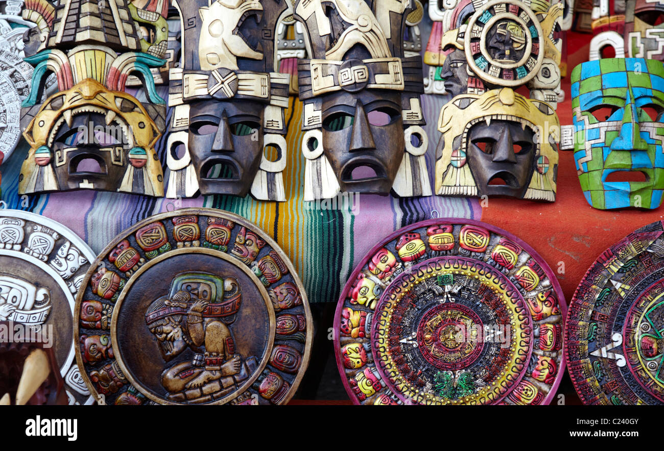 Maya-Artefakte zu verkaufen bei Chichen Itza Mexico Stockfoto