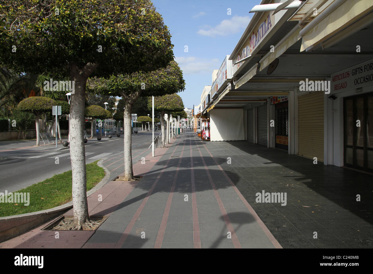 Verlassene Straße in Magalluf. Stockfoto