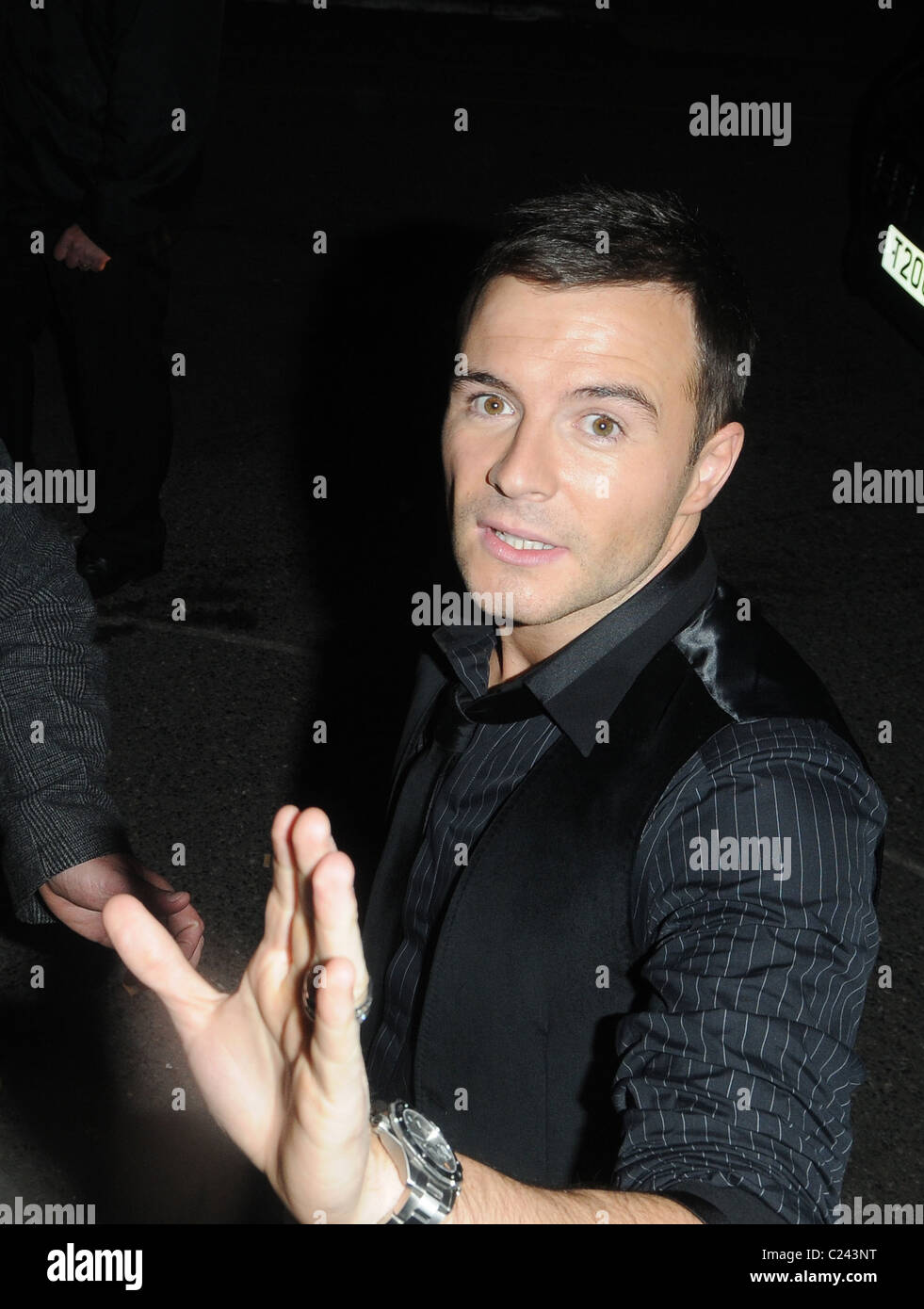 Shane Filan von Westlife verlassen die The X Factor-Studios nach einem Auftritt in "The X Factor" London, England - 25.10.09 Stockfoto