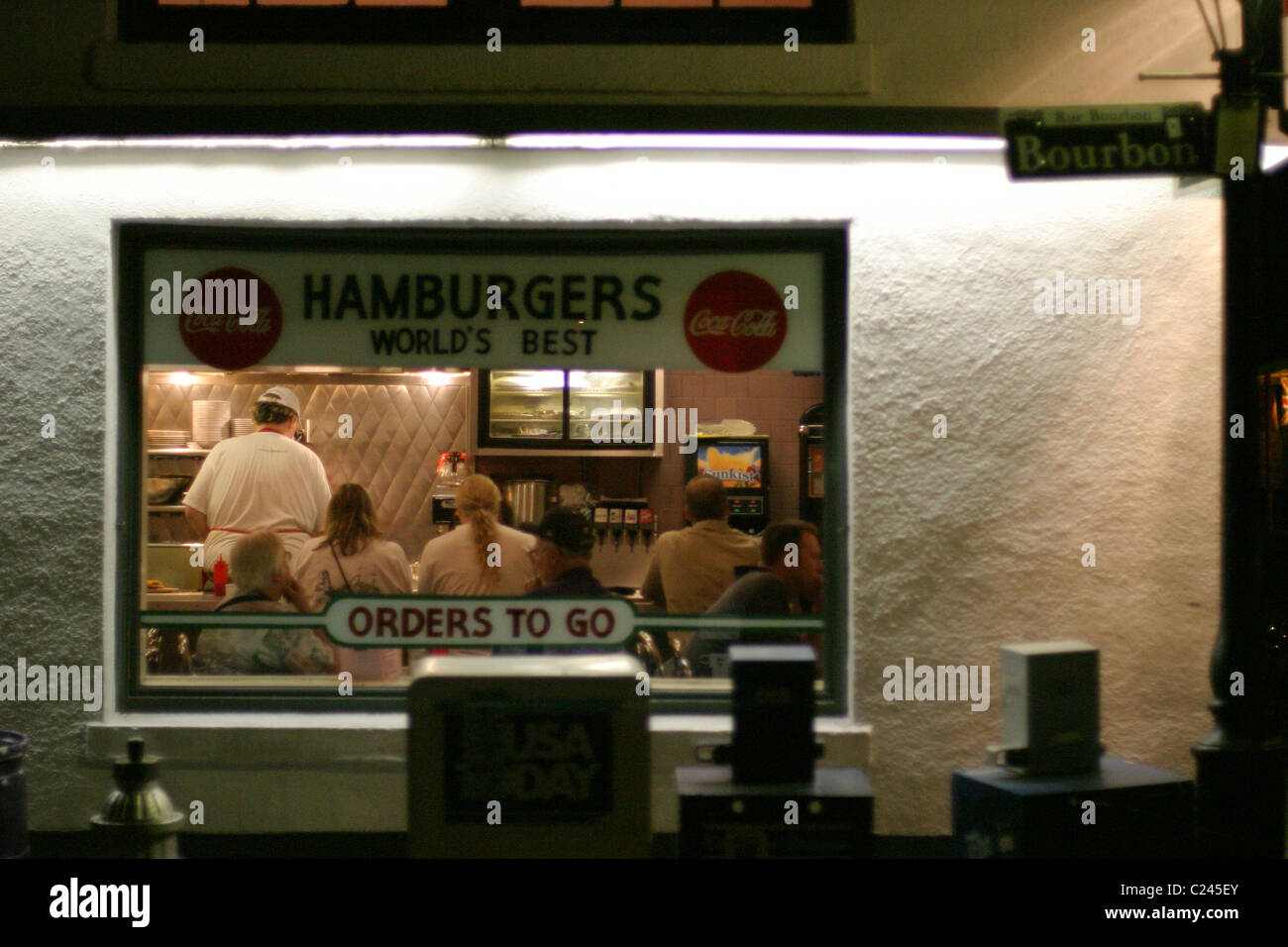 Hamburger gemeinsame in New Orleans auf der Bourbon Street. Stockfoto
