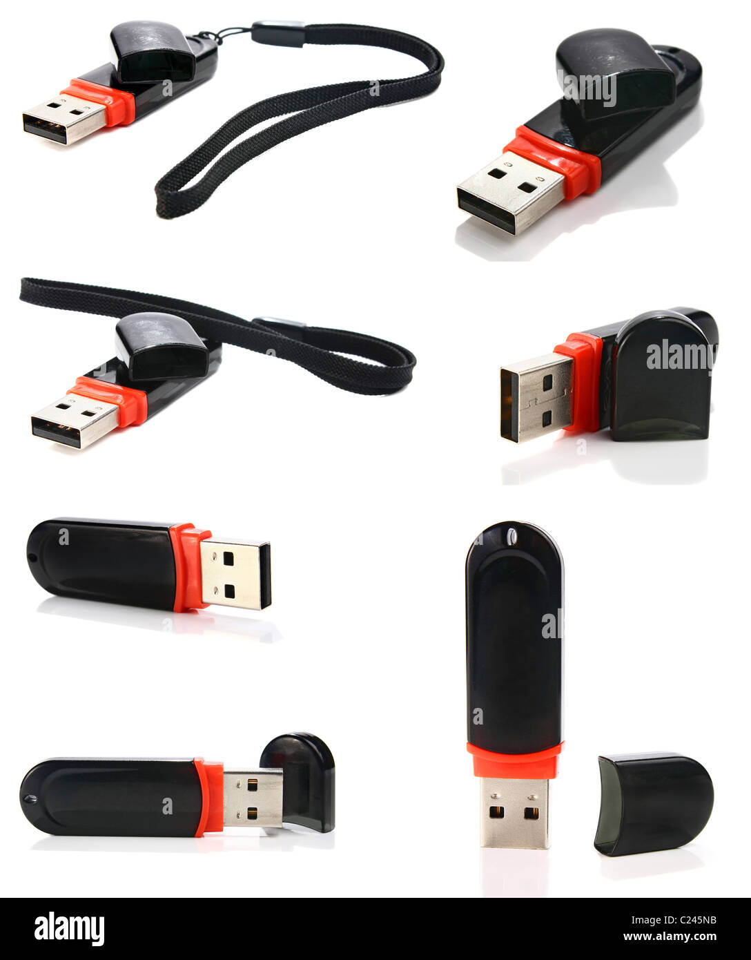 USB-Flash-Laufwerk isoliert auf weißem Hintergrund Stockfoto