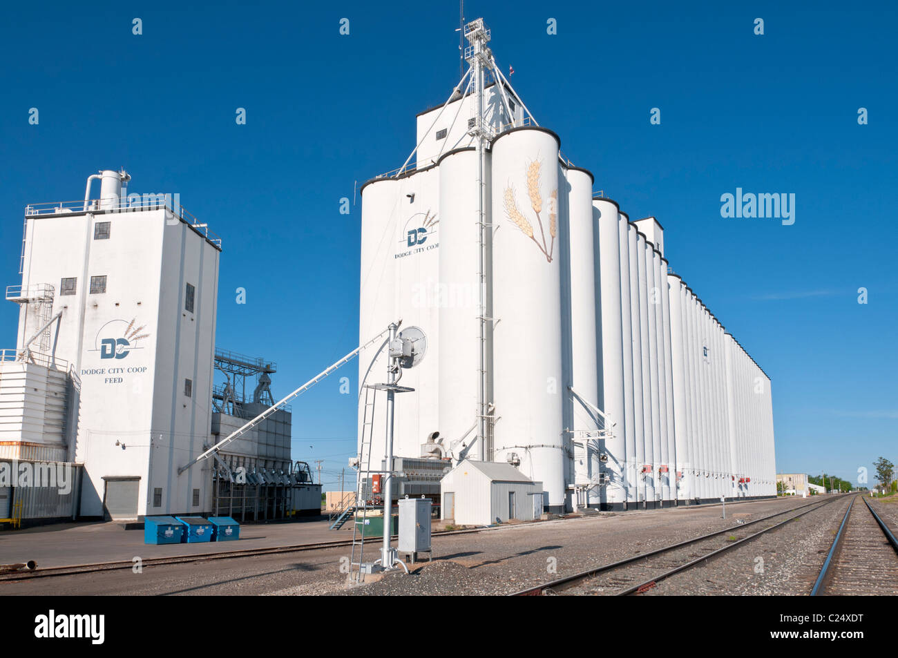 Kansas, Dodge City Genossenschaft Kornlift Stockfoto