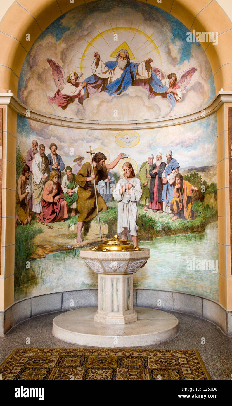 Baptisterium von Vienna Kirche des st. Franics Stockfoto