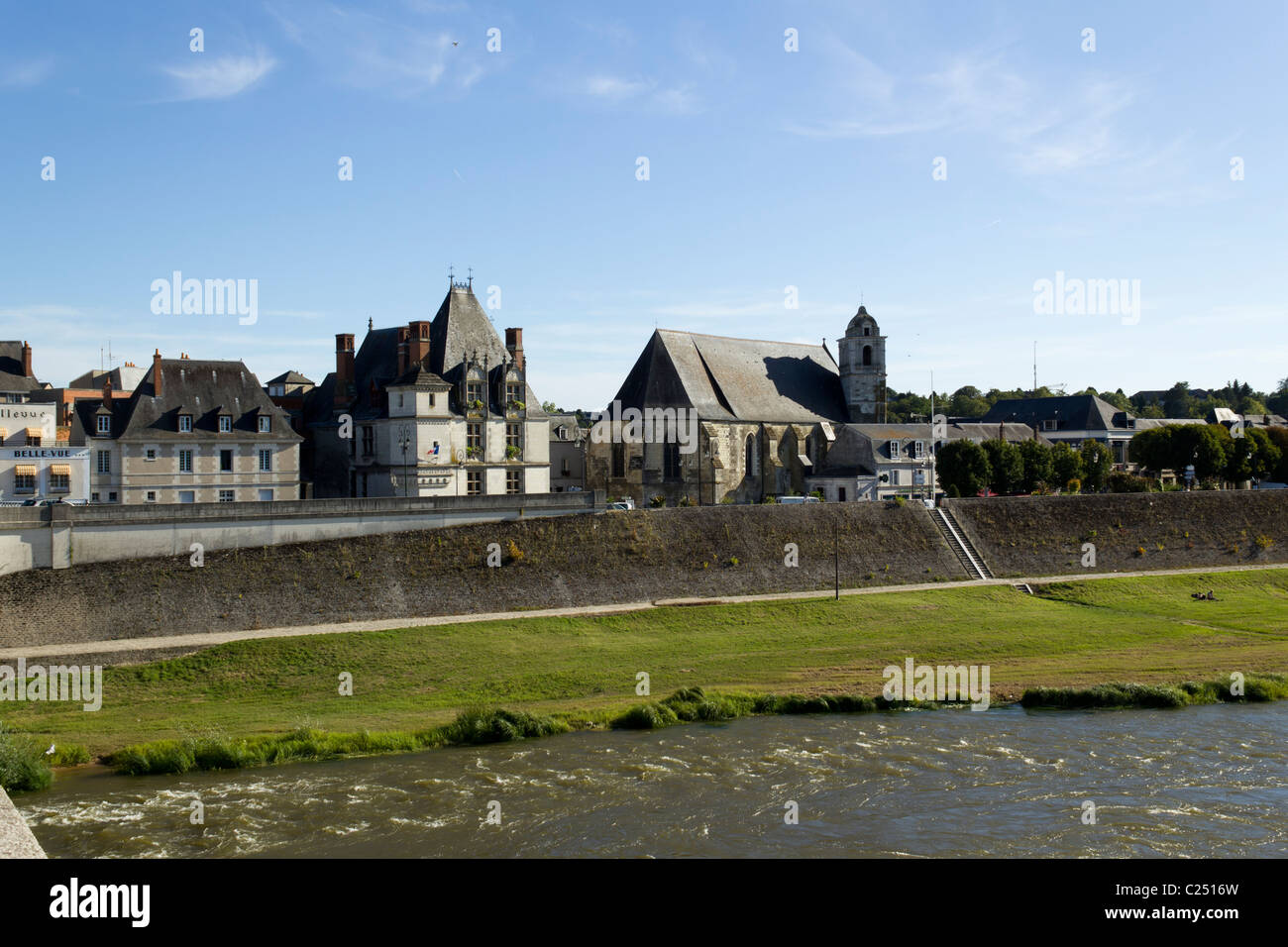 Amboise Stadt, die von der Brücke über die Loire, Indre-et-Loire, Frankreich Stockfoto