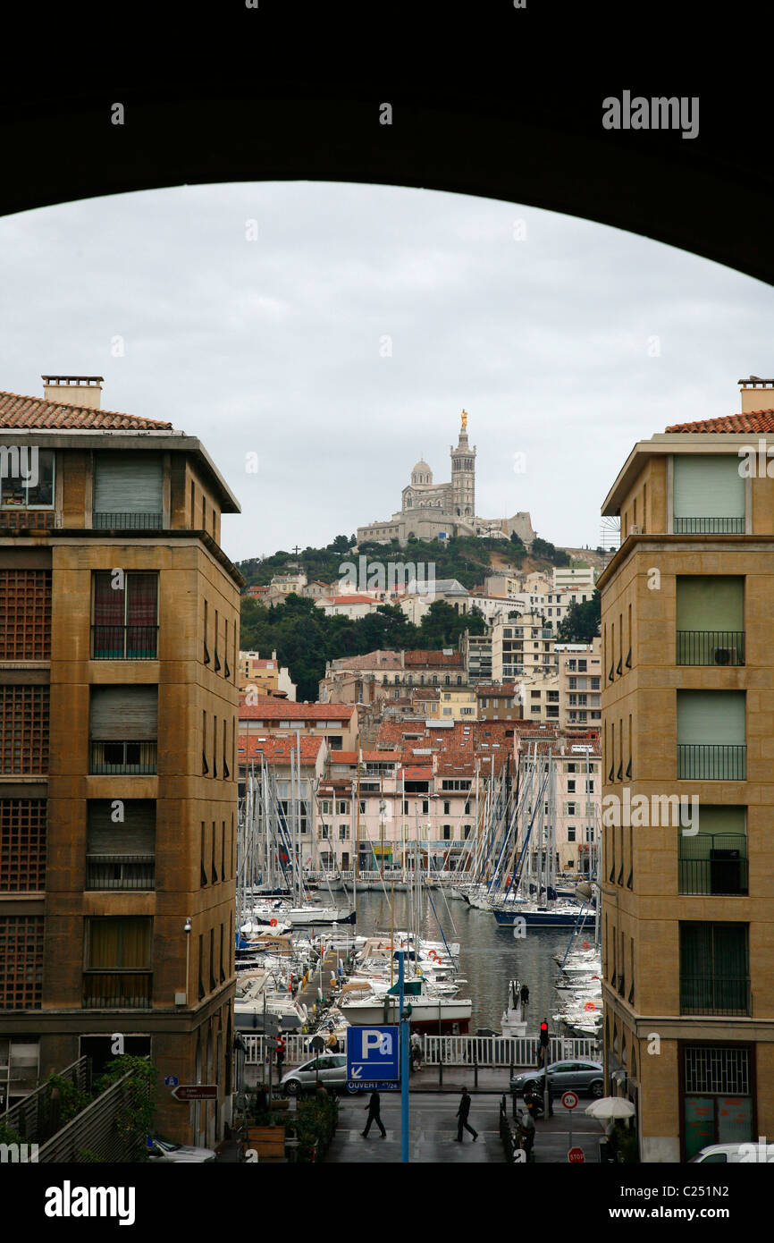 Blick auf den Vieux Port, Marseille, Provence, Frankreich. Stockfoto