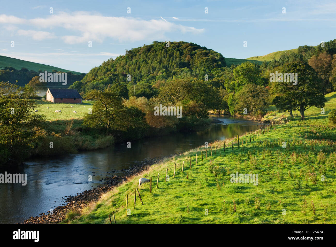 Blick entlang des Flusses Hodder, Wald von Bowland, Lancashire Stockfoto