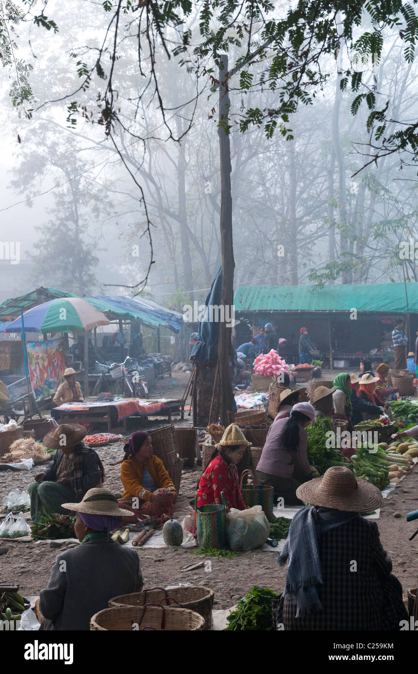 Morgenmarkt. Hsipaw. Nördlichen Shan Staat. Myanmar Stockfoto