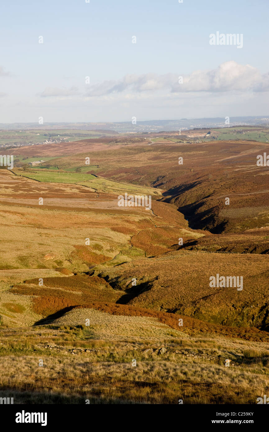 Blick über Haworth Moor in der Nähe von Top-Withins auf der Pennine Way Stockfoto