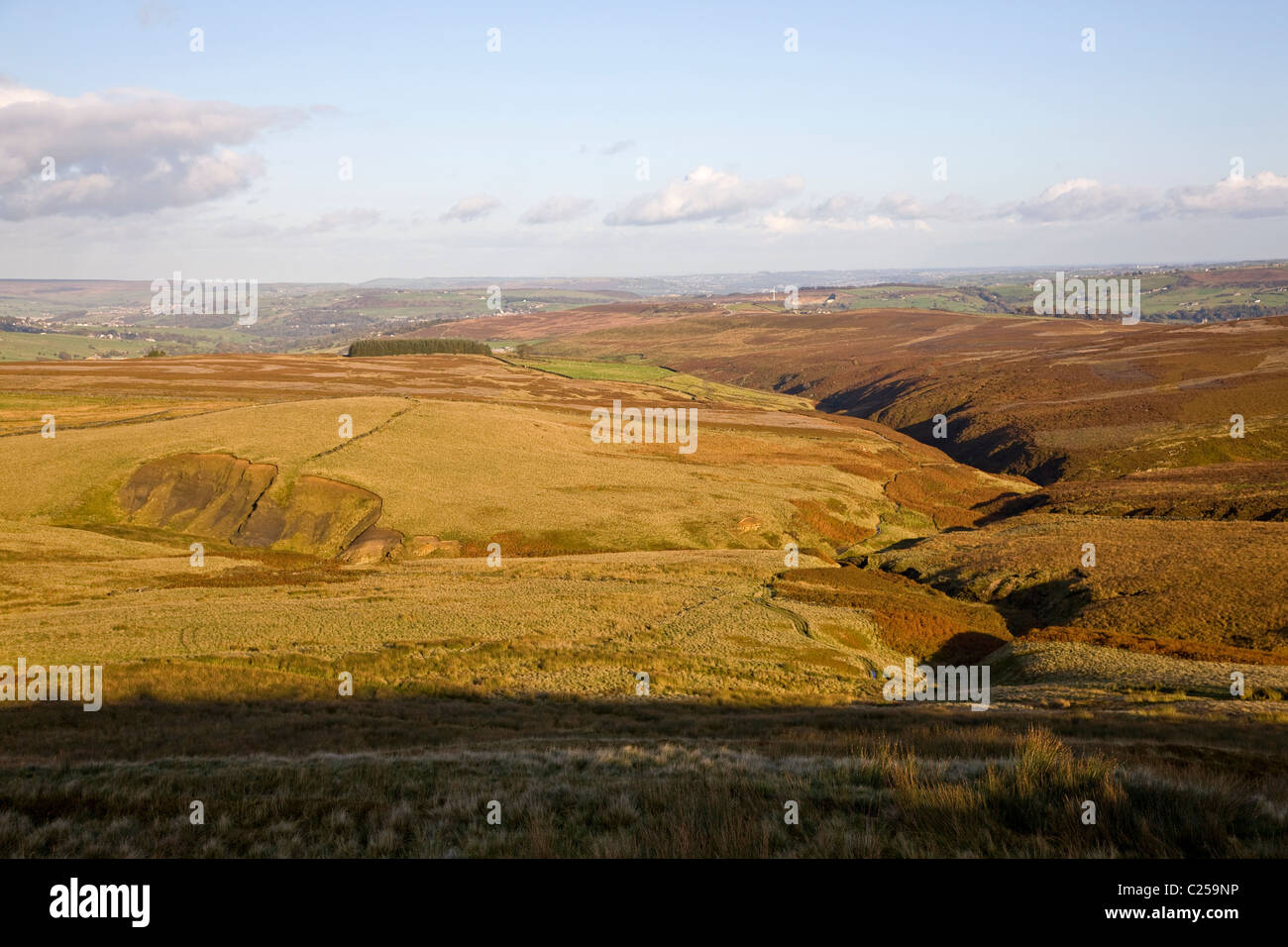 Blick über Haworth Moor in der Nähe von Top-Withins auf der Pennine Way Stockfoto