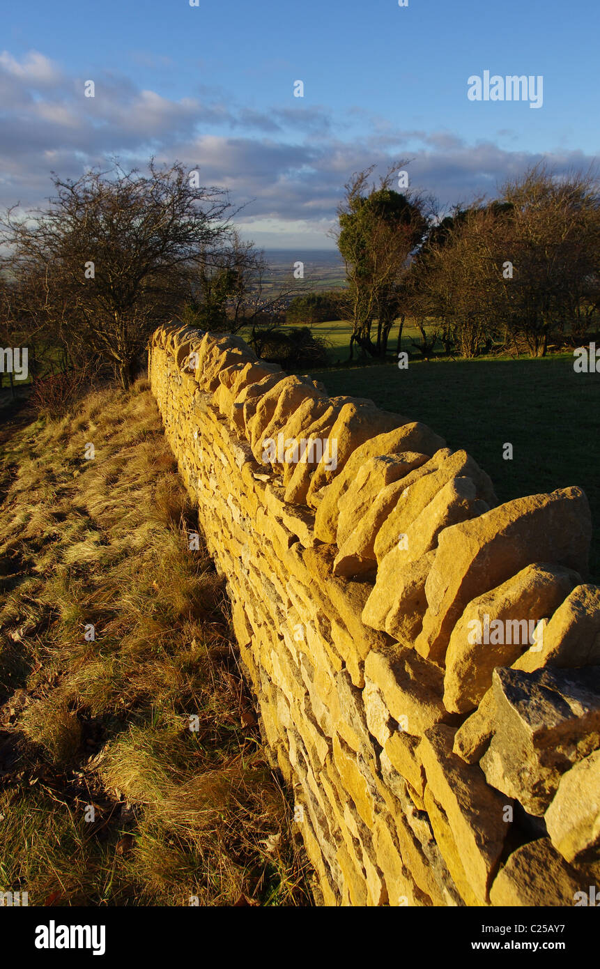 Trockenmauer Cotswold cotswolds Stockfoto