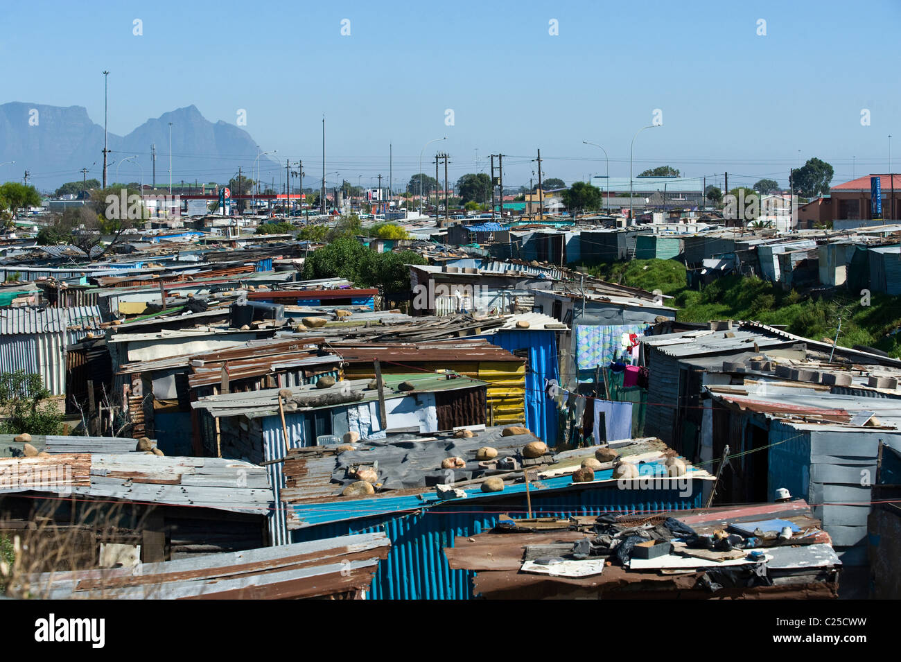 Ansicht von Khayelitsha Township in Kapstadt Südafrika Stockfoto