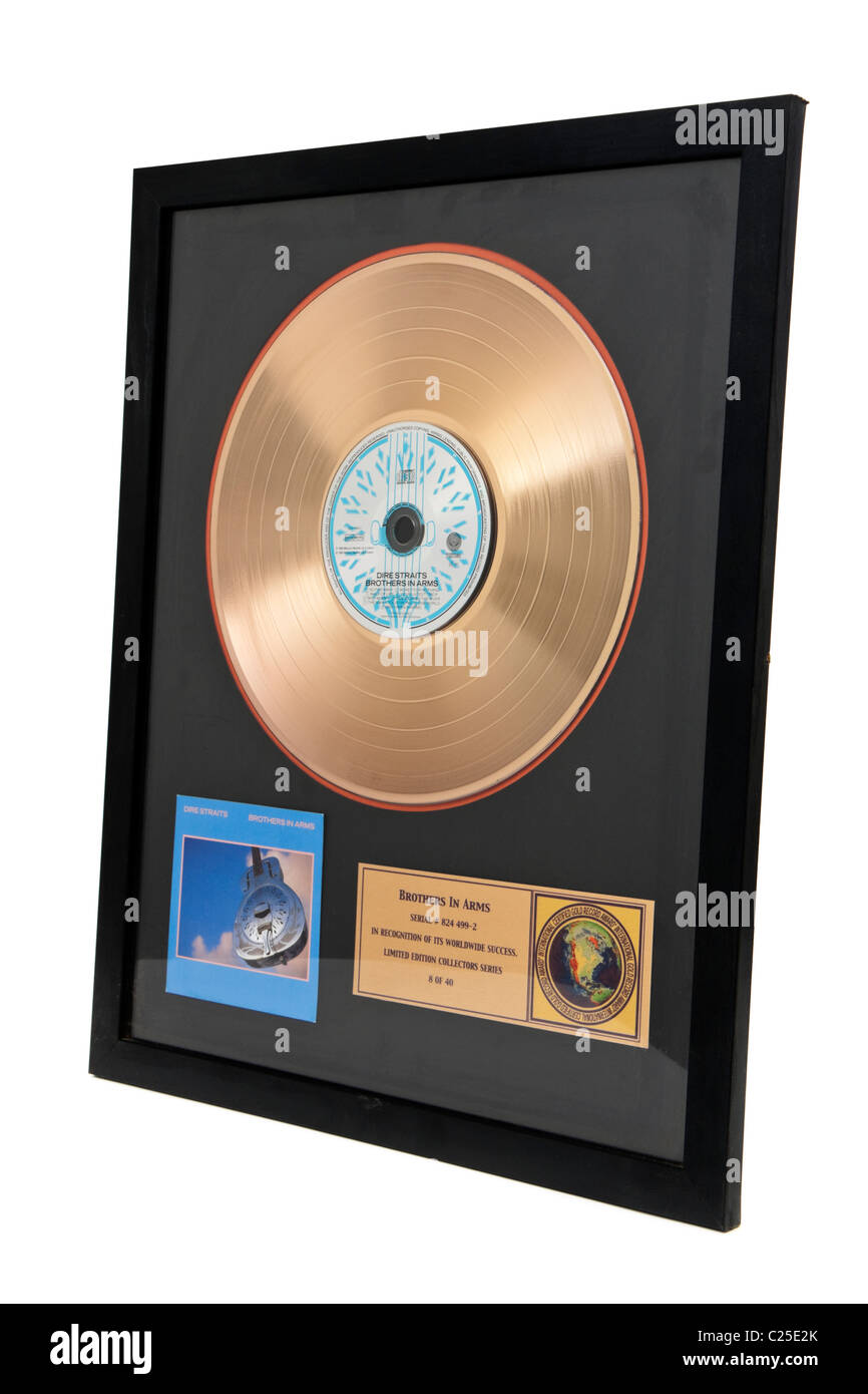 1985 goldene Schallplatte Dire Straits "Brothers in Arms" Stockfoto