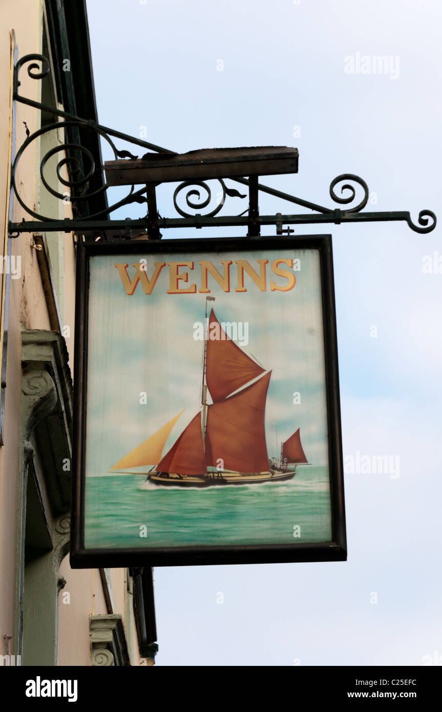 Melden Sie sich für Wenns Pub in King's Lynn, Norfolk Stockfoto