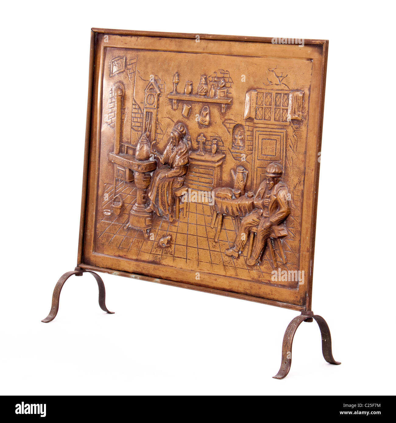 Messing antik Kaminschirm Stockfoto