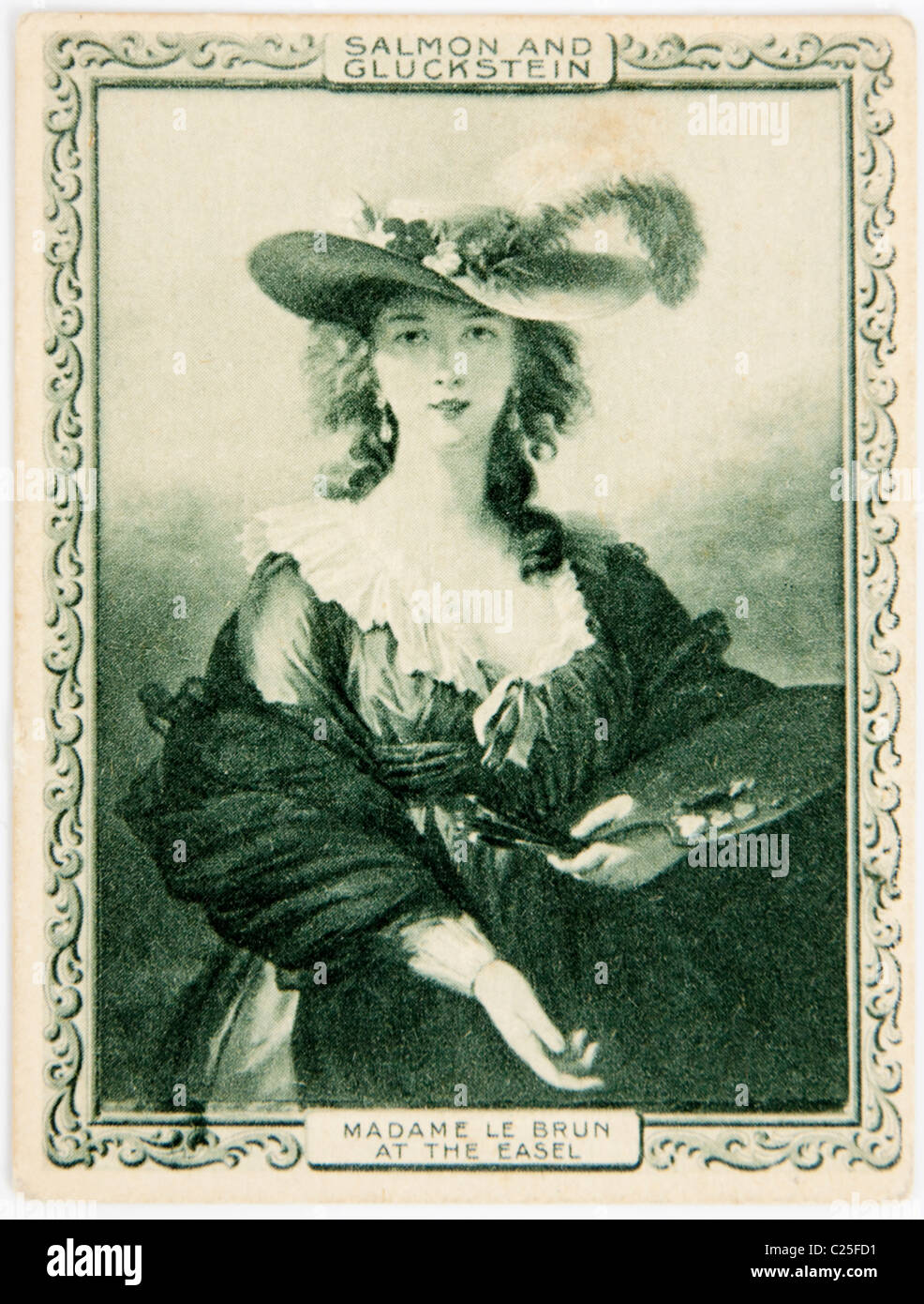 1912 Lachs & Gluckstein Zigarette Karte (Madame Le Brun an der Staffelei) Stockfoto