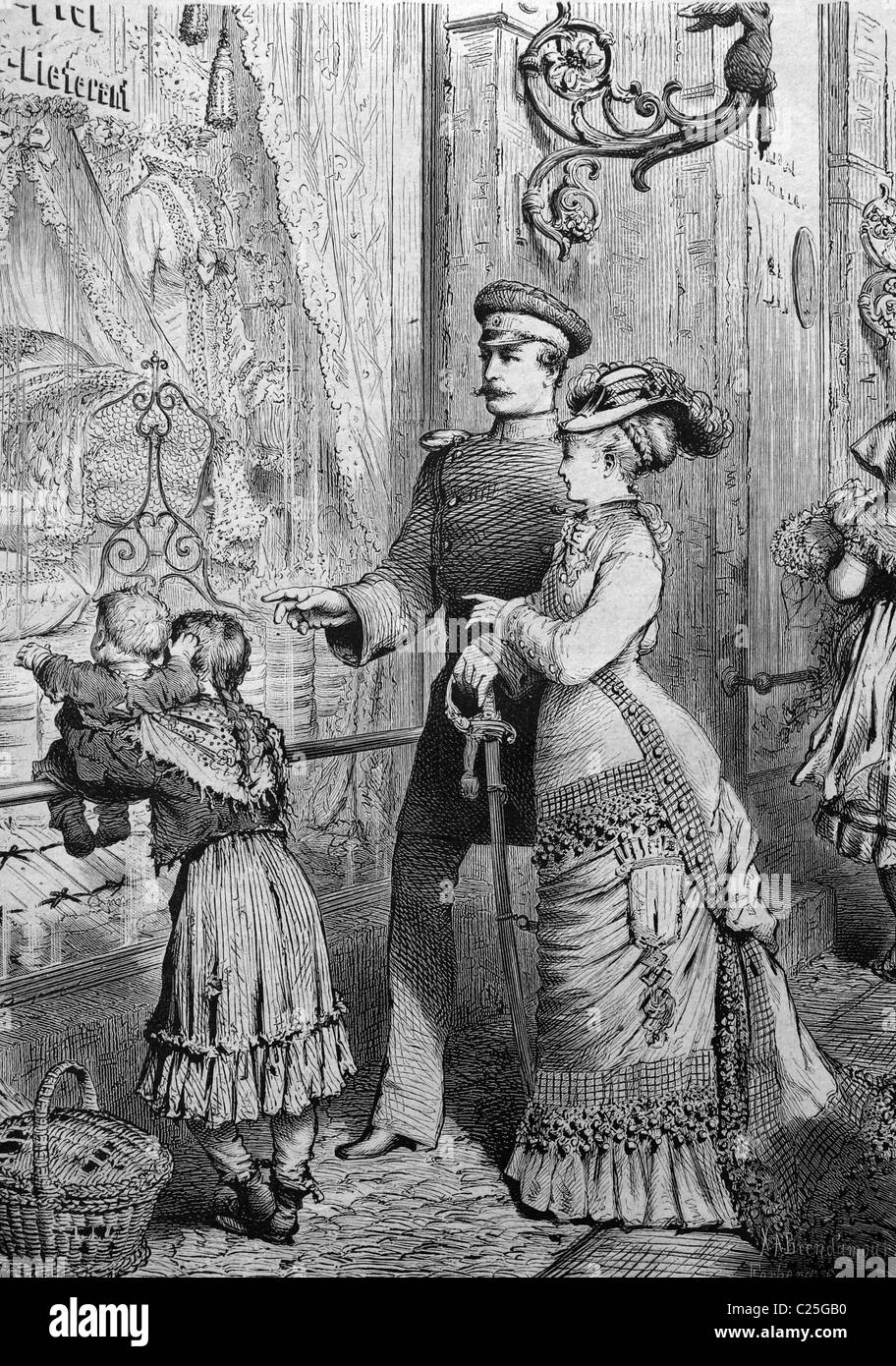 Brautpaar nach ihren Flitterwochen, historische Abbildung, 1877 Stockfoto