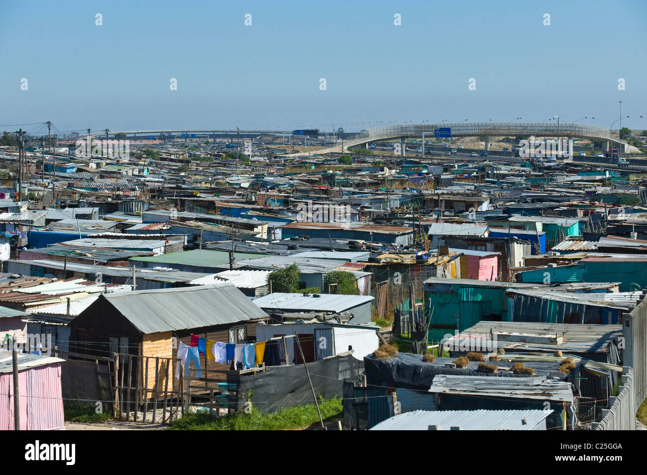 Ansicht von Khayelitsha Township in Kapstadt Südafrika Stockfoto
