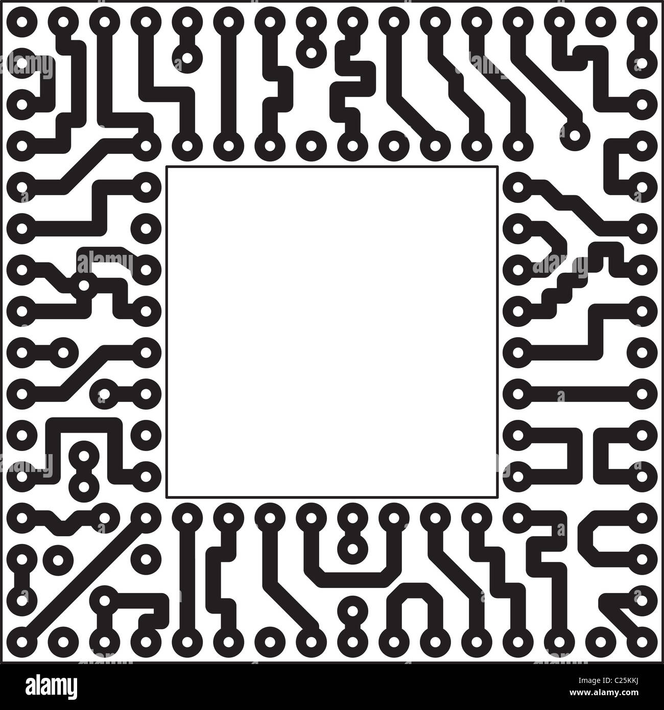 Monochrome Elektronikplatine - Quadratmeter-slot Stockfoto