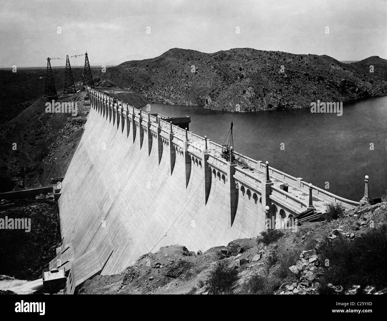 Elephant Butte Dam, Rio Grande in New Mexico ca. 1917 Stockfoto