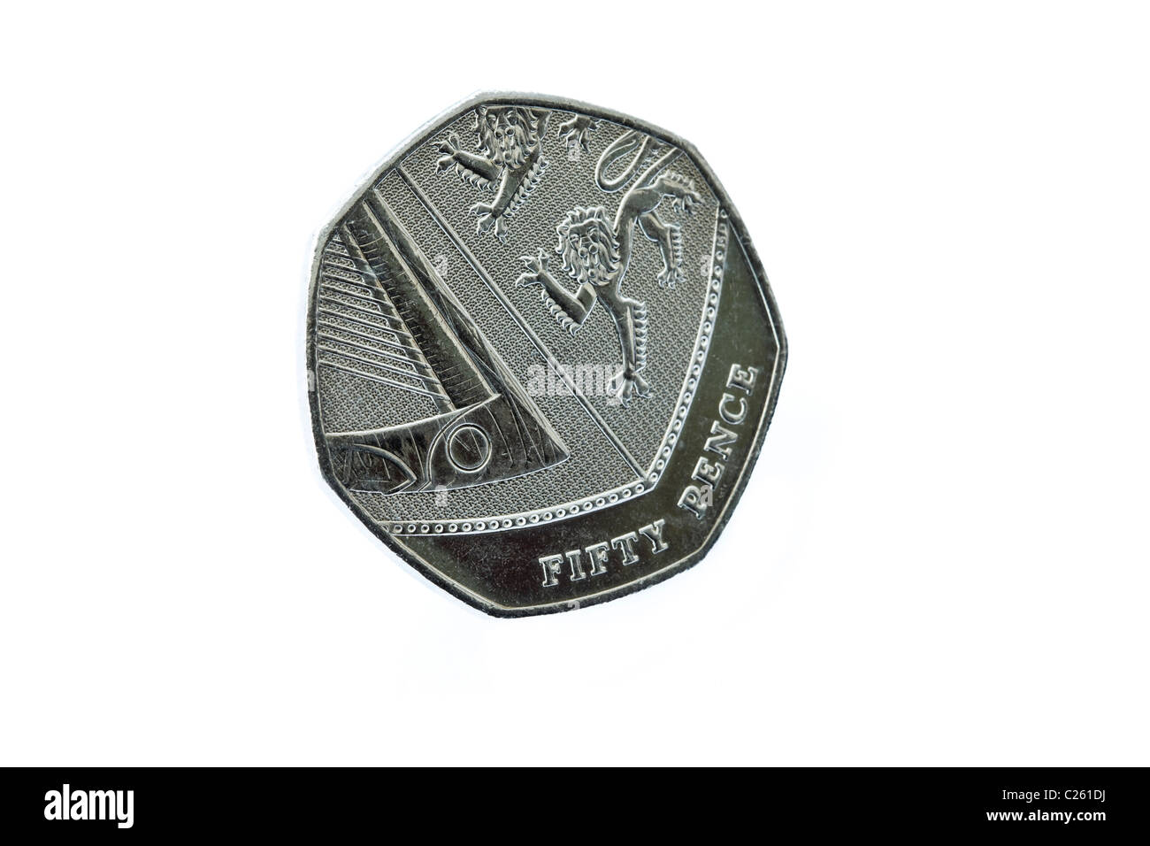 Grossbritannien England Europa Unterseite Des Ein Heptagon Funfzig Pence Munze 50p Tails Seite Nach Oben Stockfotografie Alamy