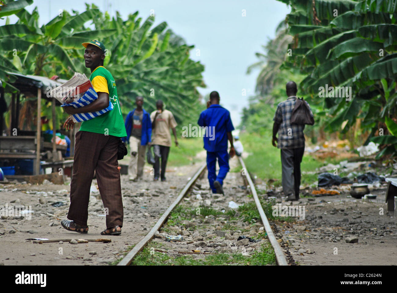Bahnlinie, Abidjan, Elfenbeinküste Stockfoto
