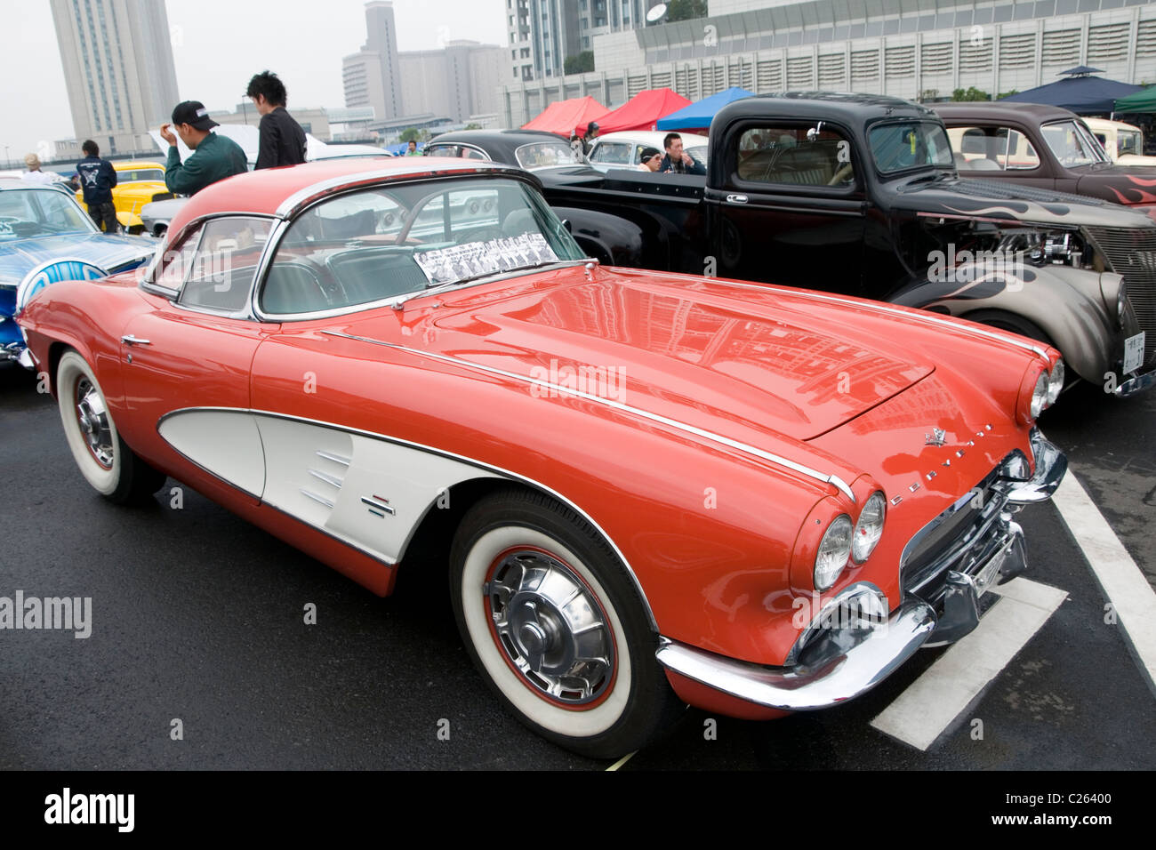 61-Corvette an der Mooneyes Street Car Staatsangehörige, Odaiba, Tokio Stockfoto