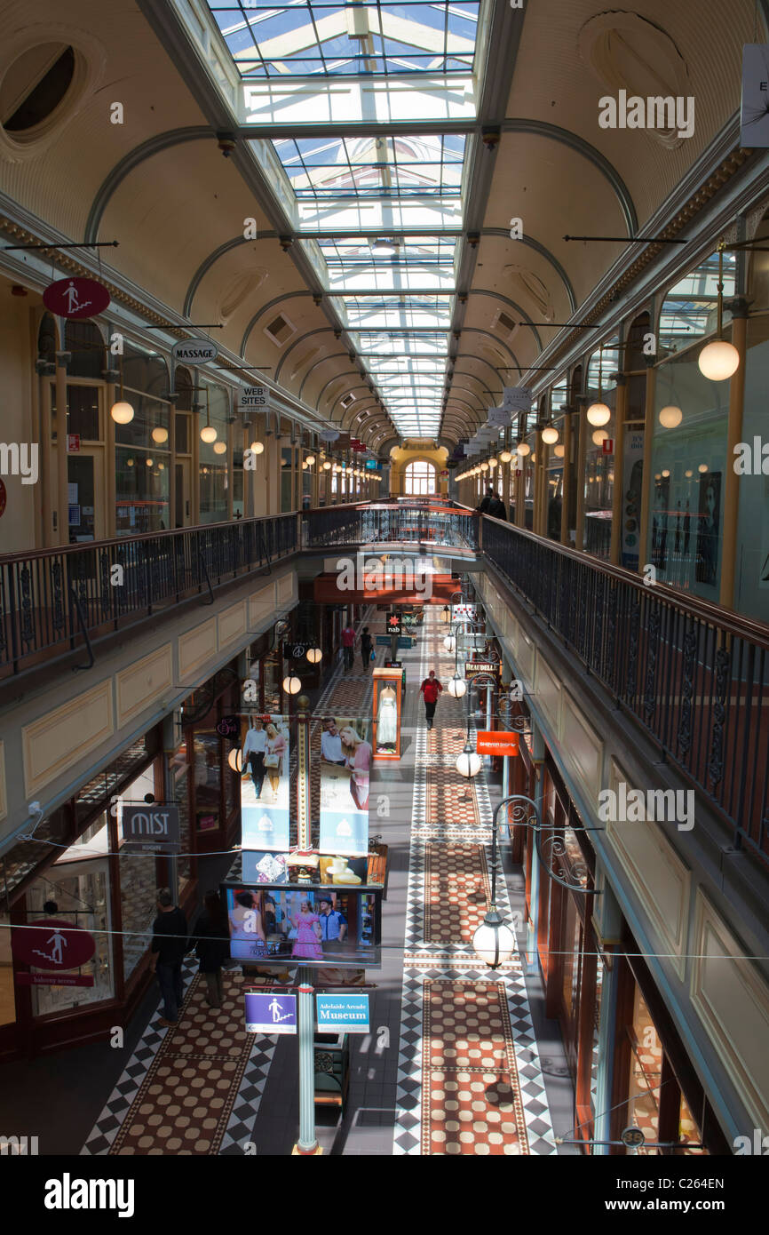 Innere des Adelaide Arcade, Adelaide, Südaustralien Stockfoto