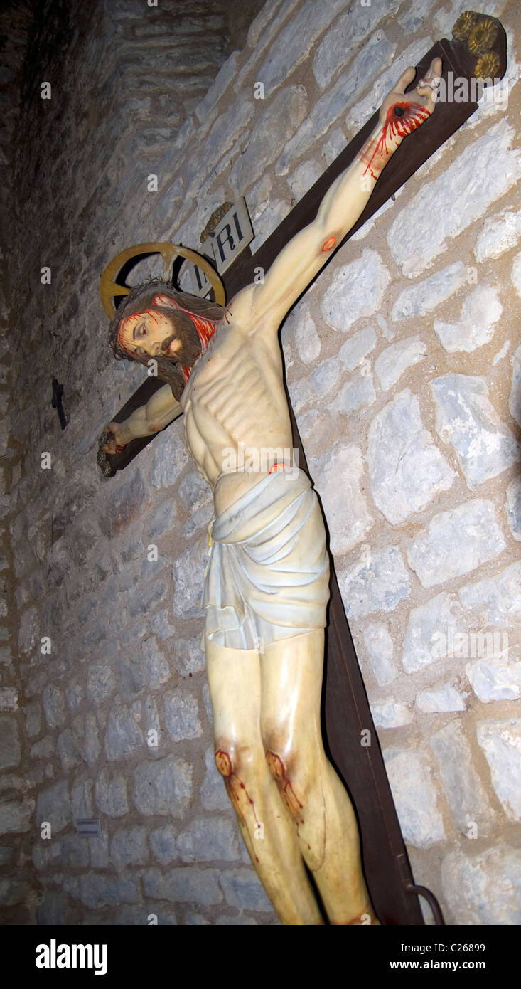 Romanische Kirche in Sant Llorenç de Morunys Kloster. Provinz Lleida, Spanien Stockfoto