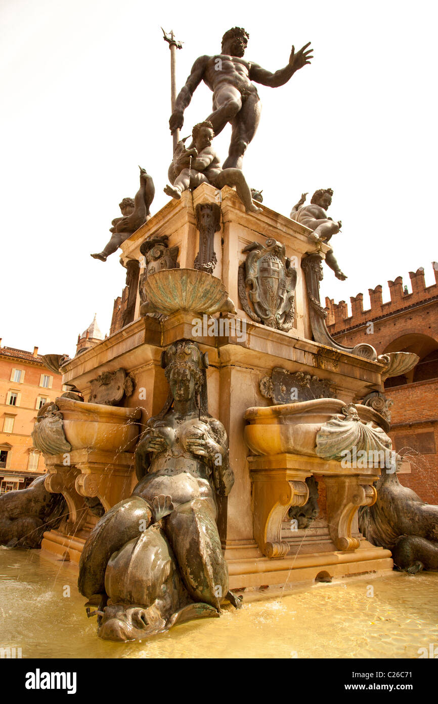 Fontana del Nettuno in Bologna-Italien. Stockfoto