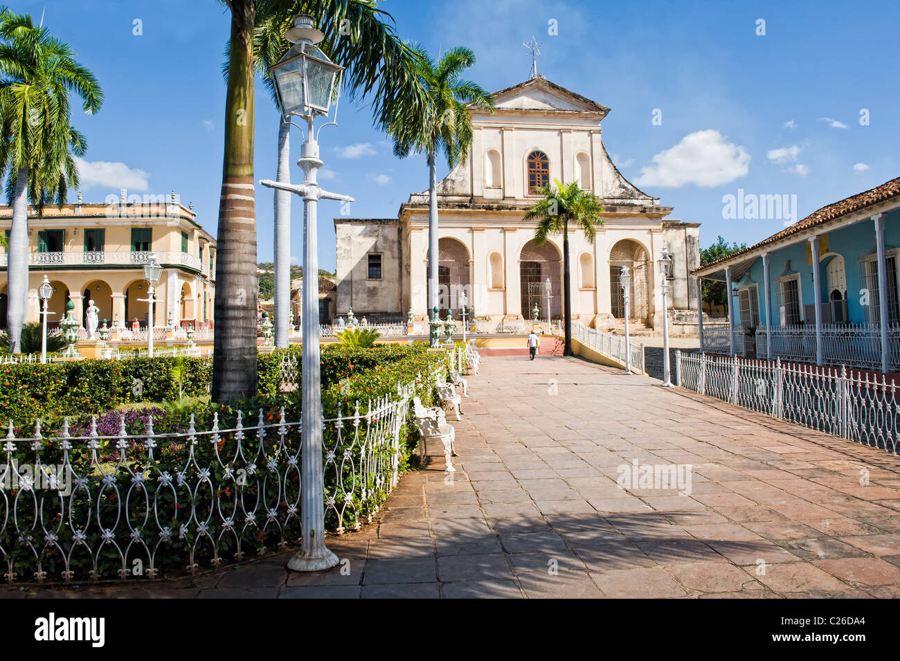 Plaza Mayor und Kirche Parroquial Bürgermeister oder Santisima Trinidad, Trinidad, Kuba Stockfoto