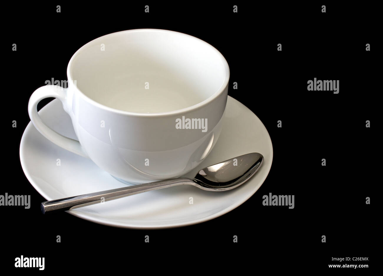 Leere Tasse und Untertasse Stockfoto