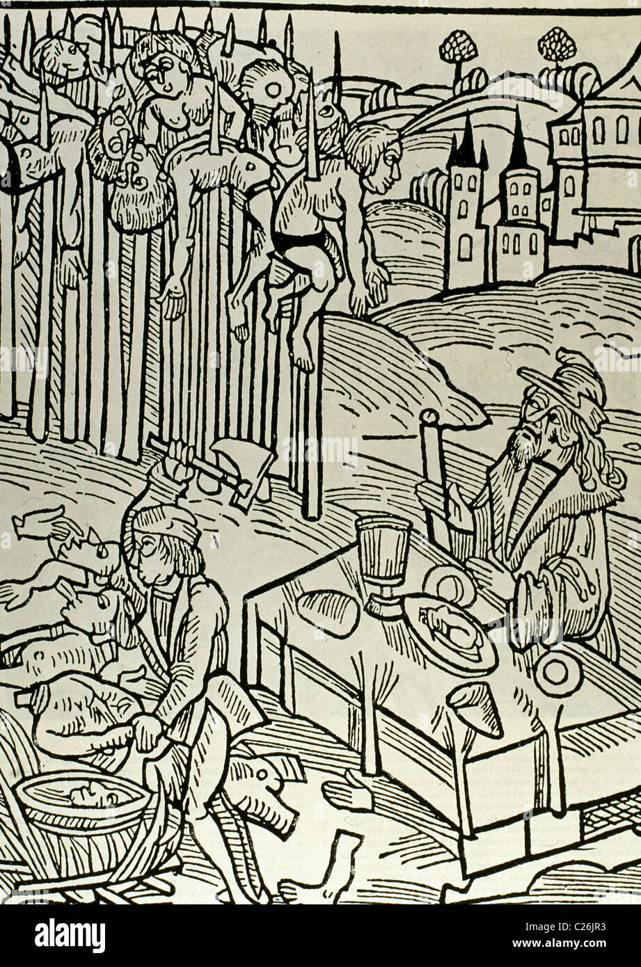 Vlad II Dracul (1393-1447). Die Impalement Szene. Stockfoto