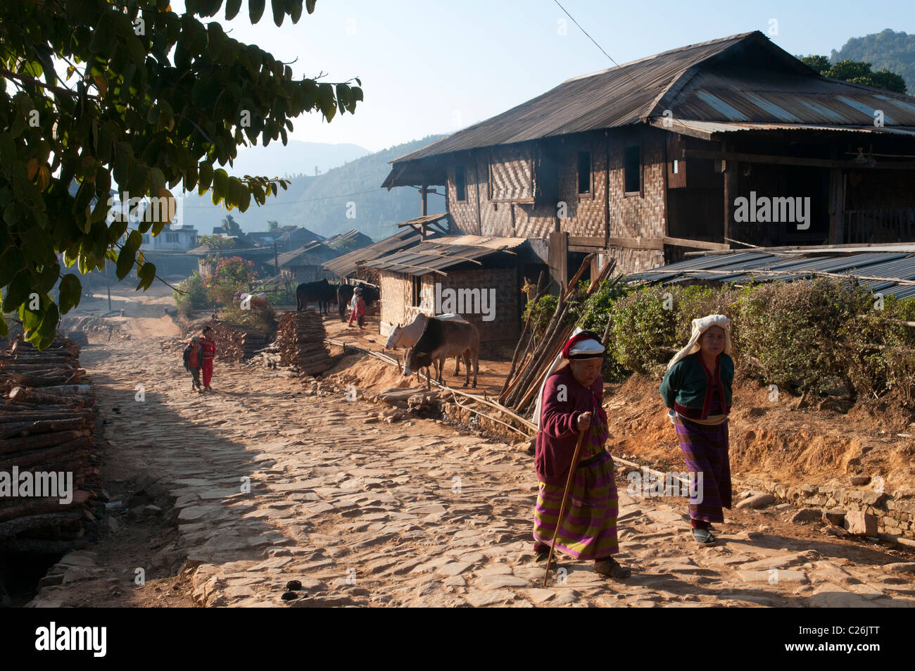 Treck von Nahmsen nach Hsipaw. Nördlichen Shan Staat. Myanmar Stockfoto