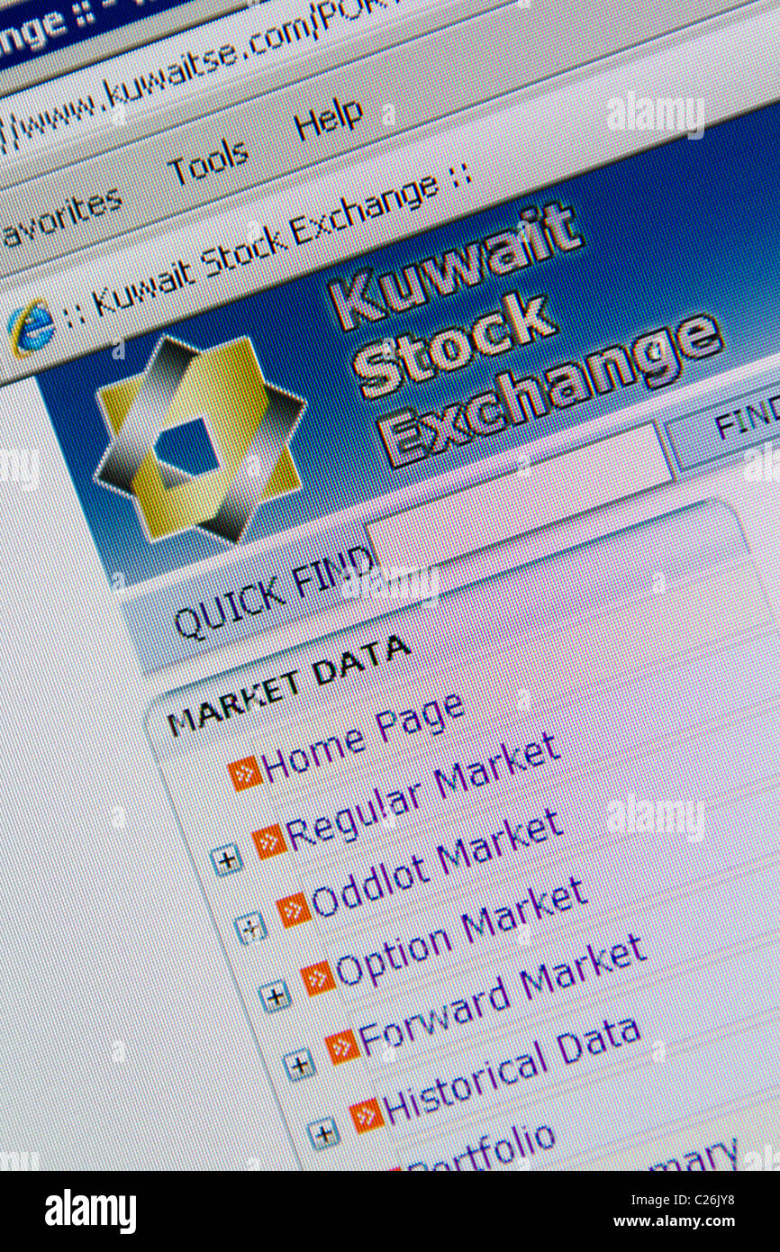 Kuwait Stock Exchange-website Stockfoto