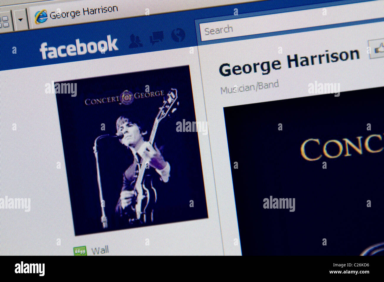 George Harrison-Online-Facebook-fanpage Stockfoto