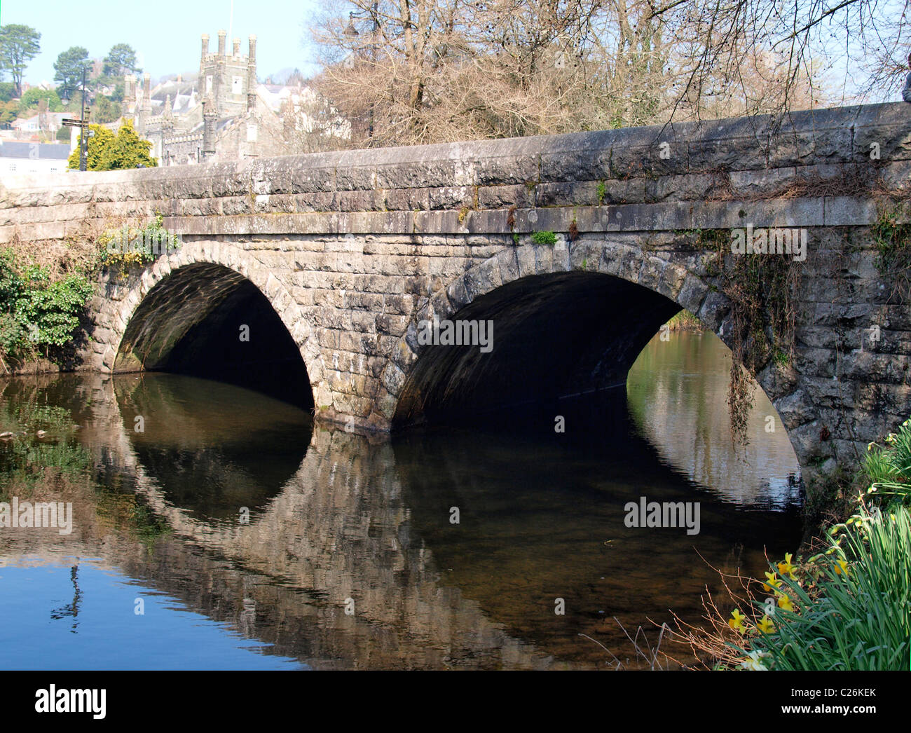 Brücke über den Fluß Tavy, Tavistock, Devon, UK Stockfoto