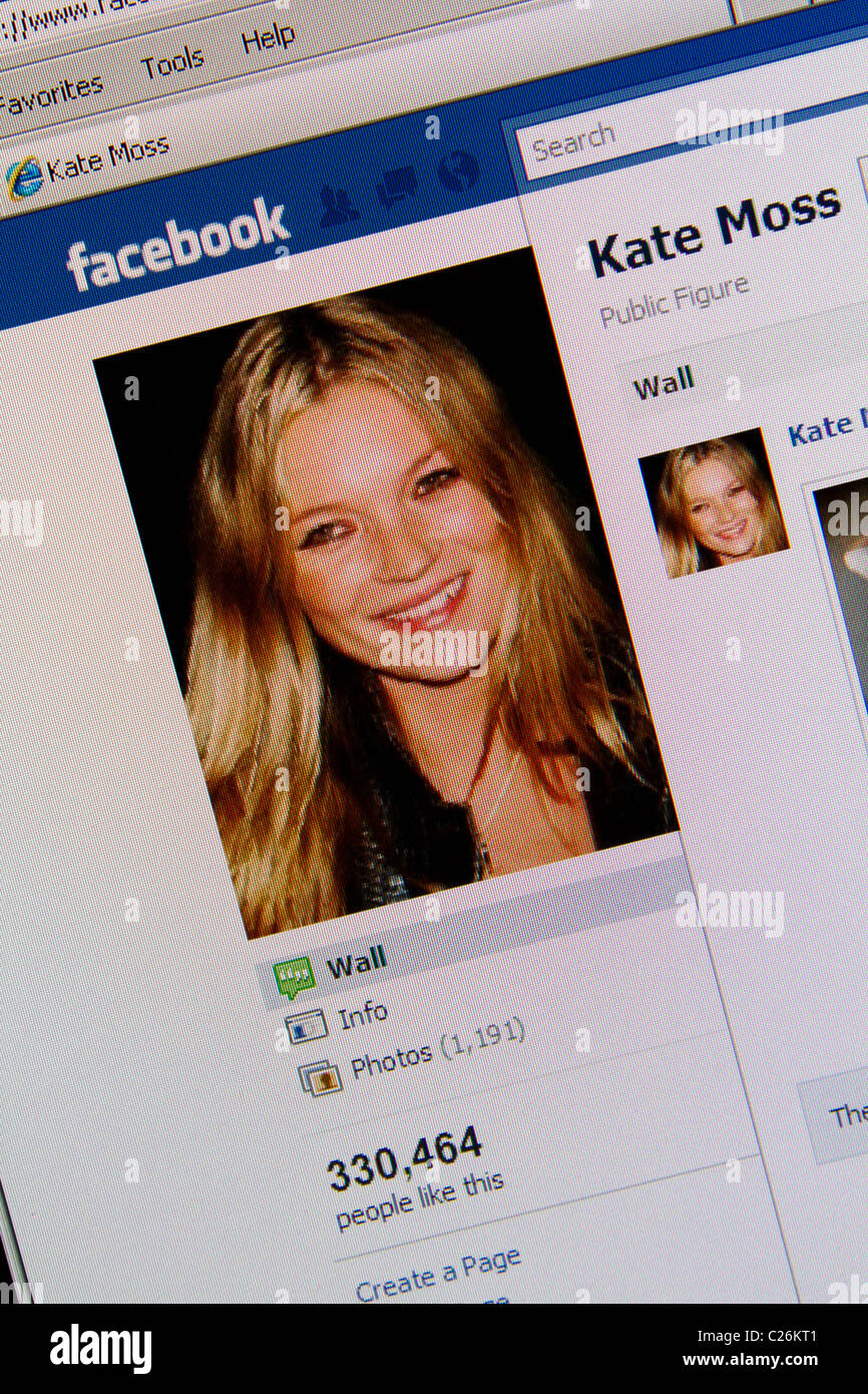 Kate Moss-Facebook-fanpage Stockfoto