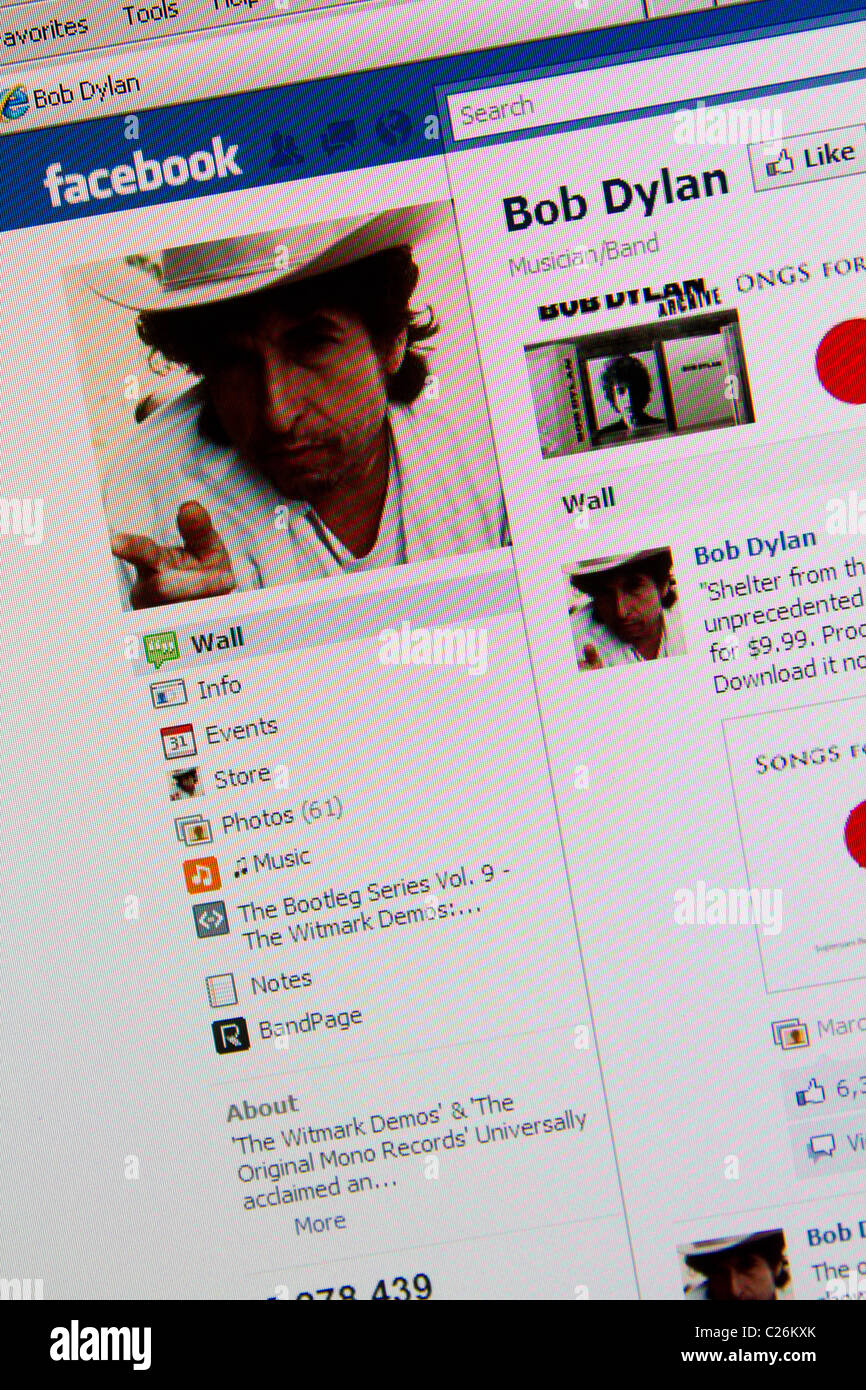 Bob Dylan-facebook Stockfoto