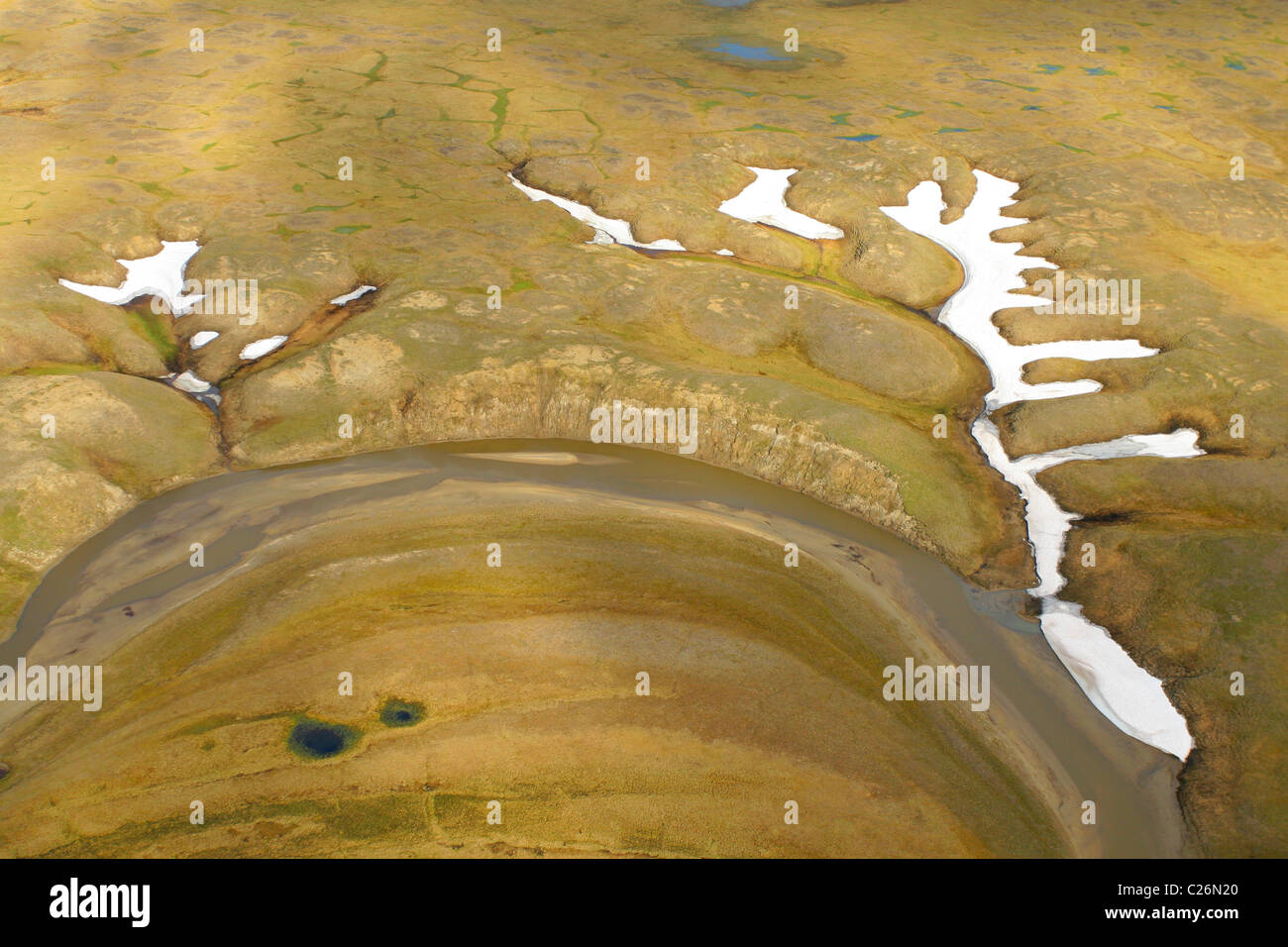 Luftaufnahme der Tundra. Jamal-Halbinsel, Russland Stockfoto