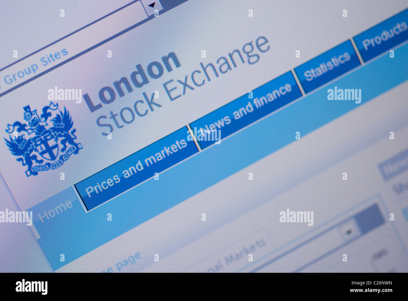 Londoner Börse Homepage Stockfoto