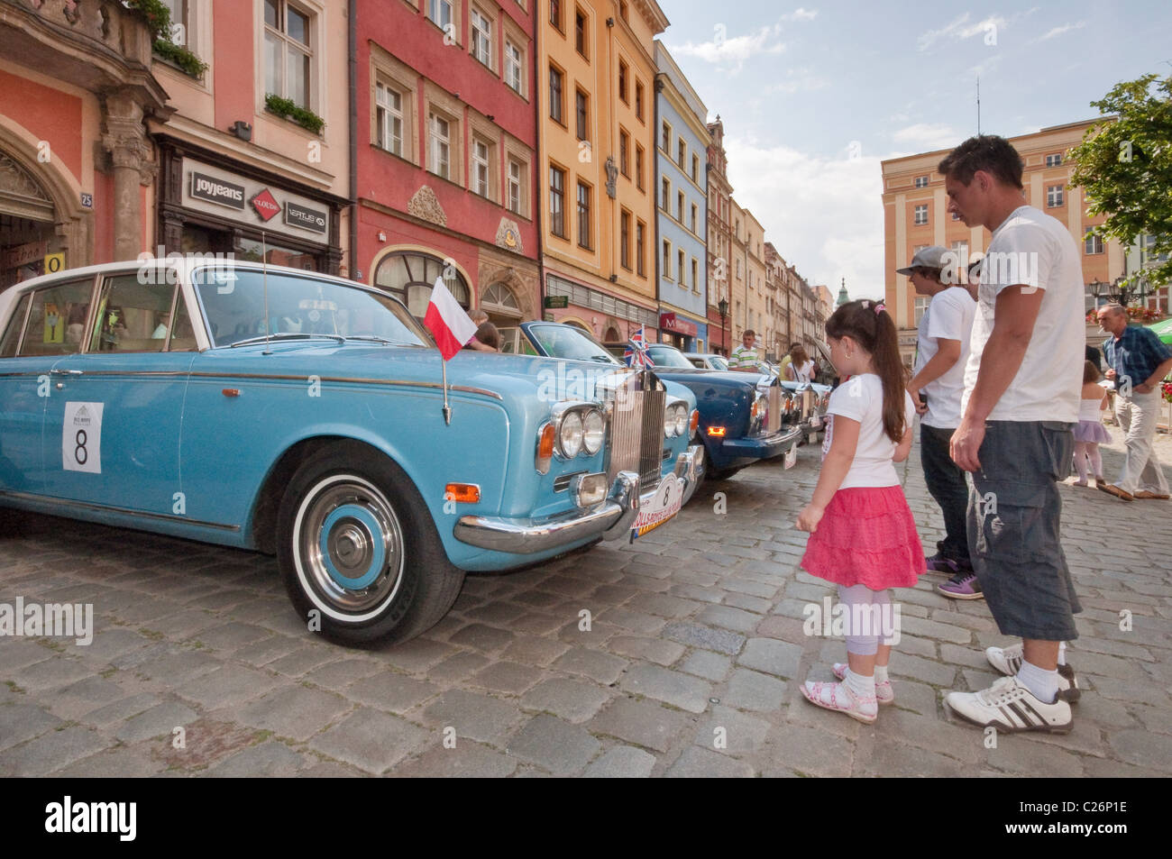 1970er Jahre Rolls-Royce Silver Shadow bei Rolls-Royce & Bentley Club Treffen am Rynek (Marktplatz) in Świdnica, Schlesien, Polen Stockfoto