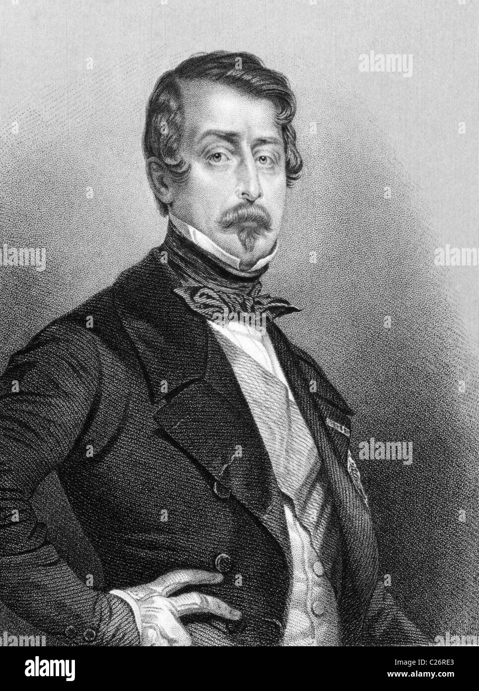 Napoleon III. aka Louis Napoleon Bonaparte (1808-1873) auf Kupferstich aus dem Jahr 1850. Stockfoto