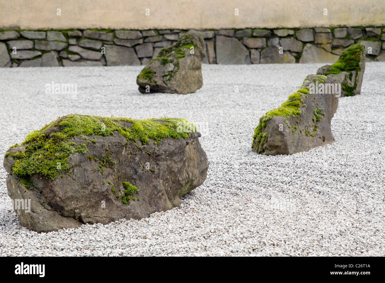 Stein und Sand Garten am Portland Japanese Garden Closeup Stockfoto