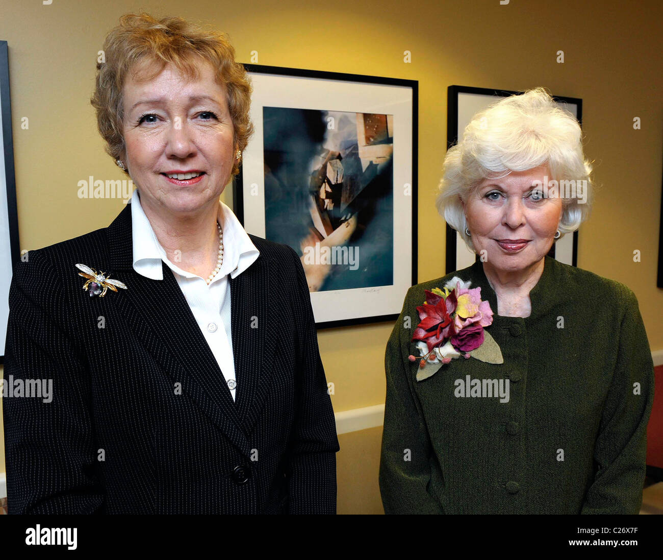 Foto Künstler kann Karp präsentiert ihre Werke Tennys Hanson, Präsident und CEO, Toronto General & Western Hospital Foundation. Stockfoto