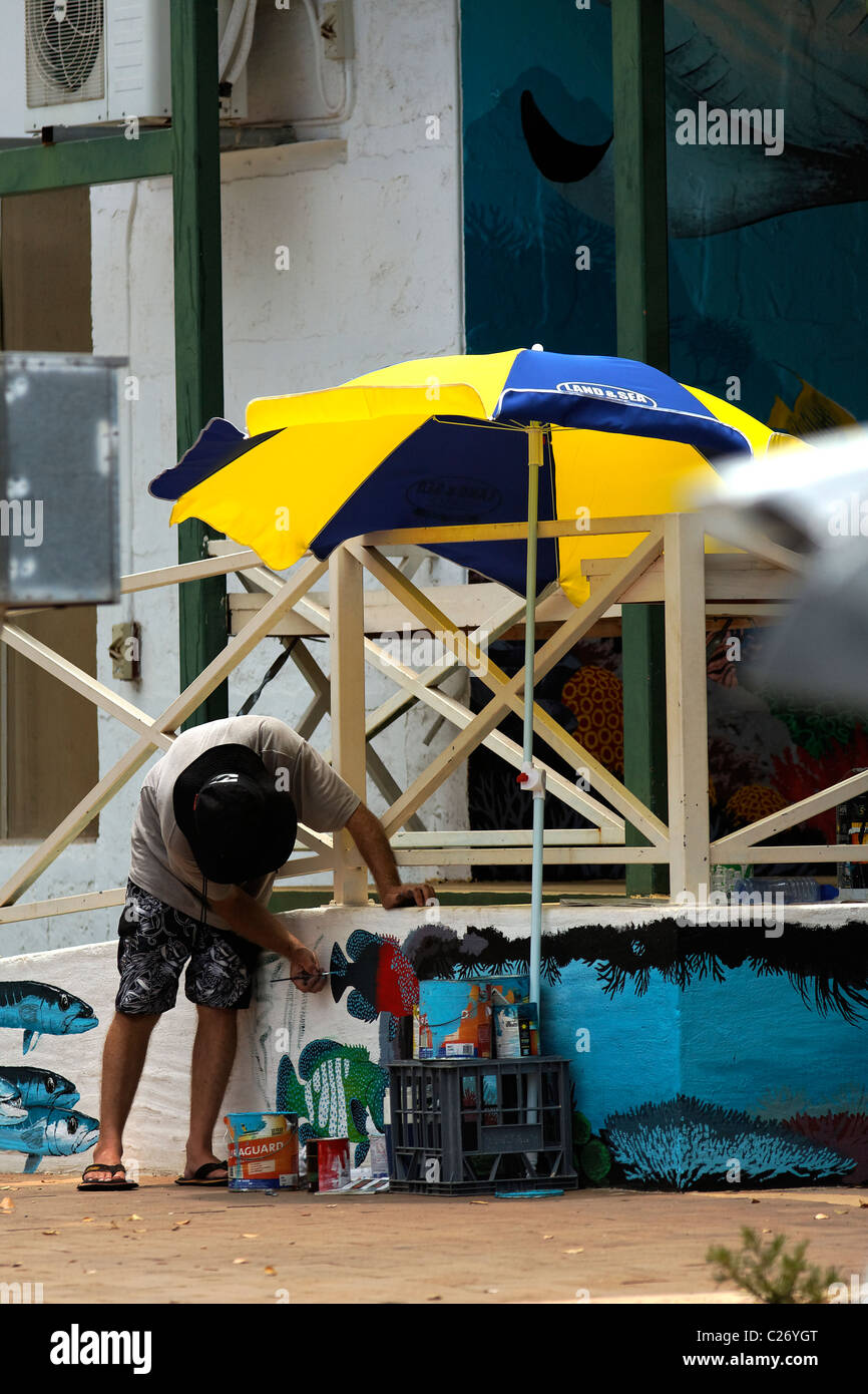 Melden Sie Schriftsteller Wandbemalung, Exmouth Western Australia Stockfoto