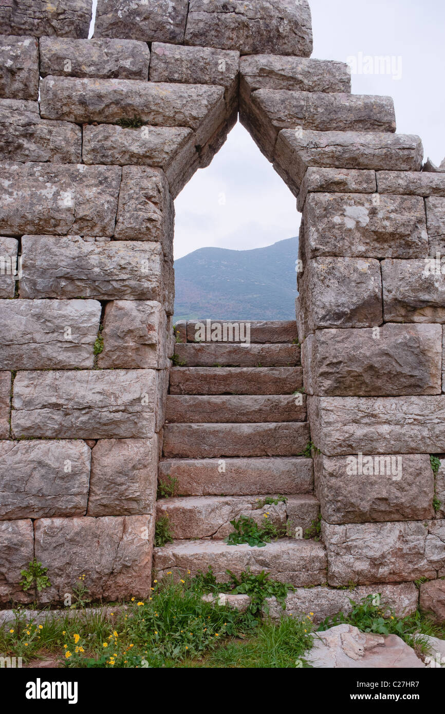 Antike griechische Portal zum Stadion in antiken Messini Stockfoto