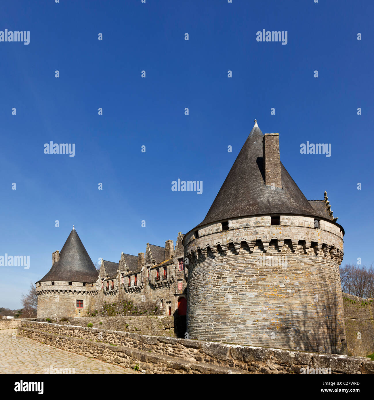 Französisches Schloss, Chateau des Rohan in Pontivy, Morbihan, Bretagne, Frankreich, Europa Stockfoto