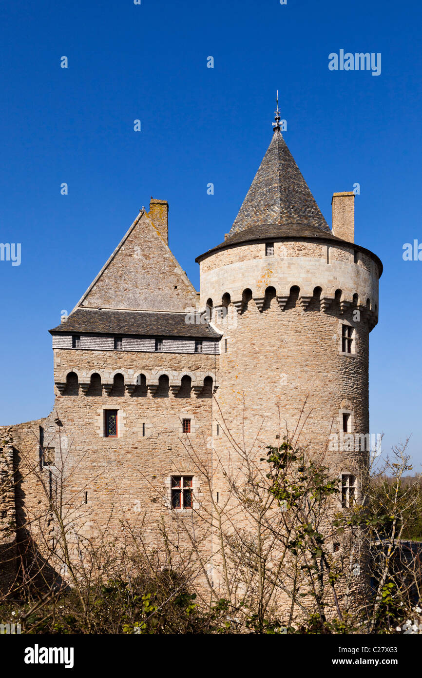 Turm, Château de Suscinio, Presqu'ile de Rhuys; Morbihan, Bretagne, Frankreich, Europa Stockfoto