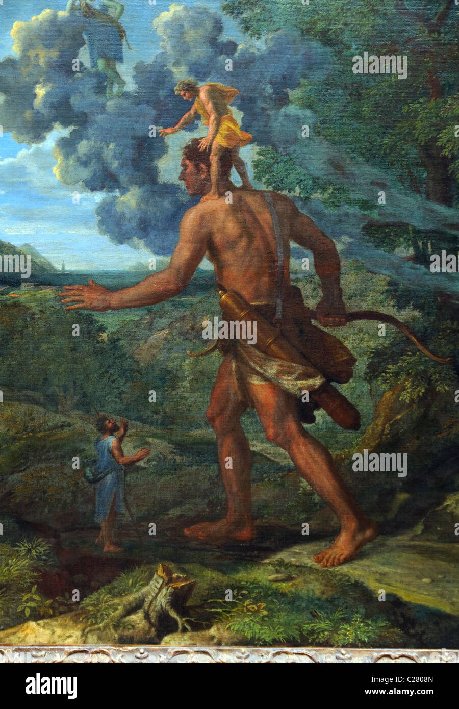 Detail: Blinde Orion auf der Suche nach der aufgehenden Sonne, 1658 von Nicolas Poussin, Stockfoto