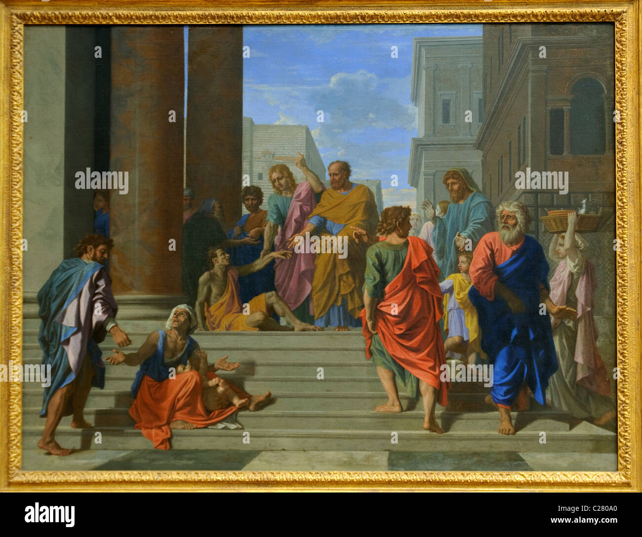 Der Heiligen Petrus und Johannes heilen den Lahmen 1655 von Nicolas Poussin, Stockfoto